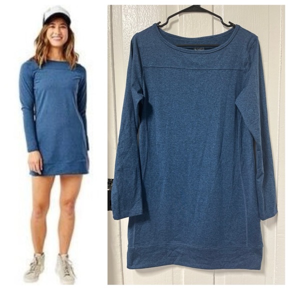 Carve Designs Mini Performance Long sleeve Space Dye blue dress size medium - Picture 1 of 7